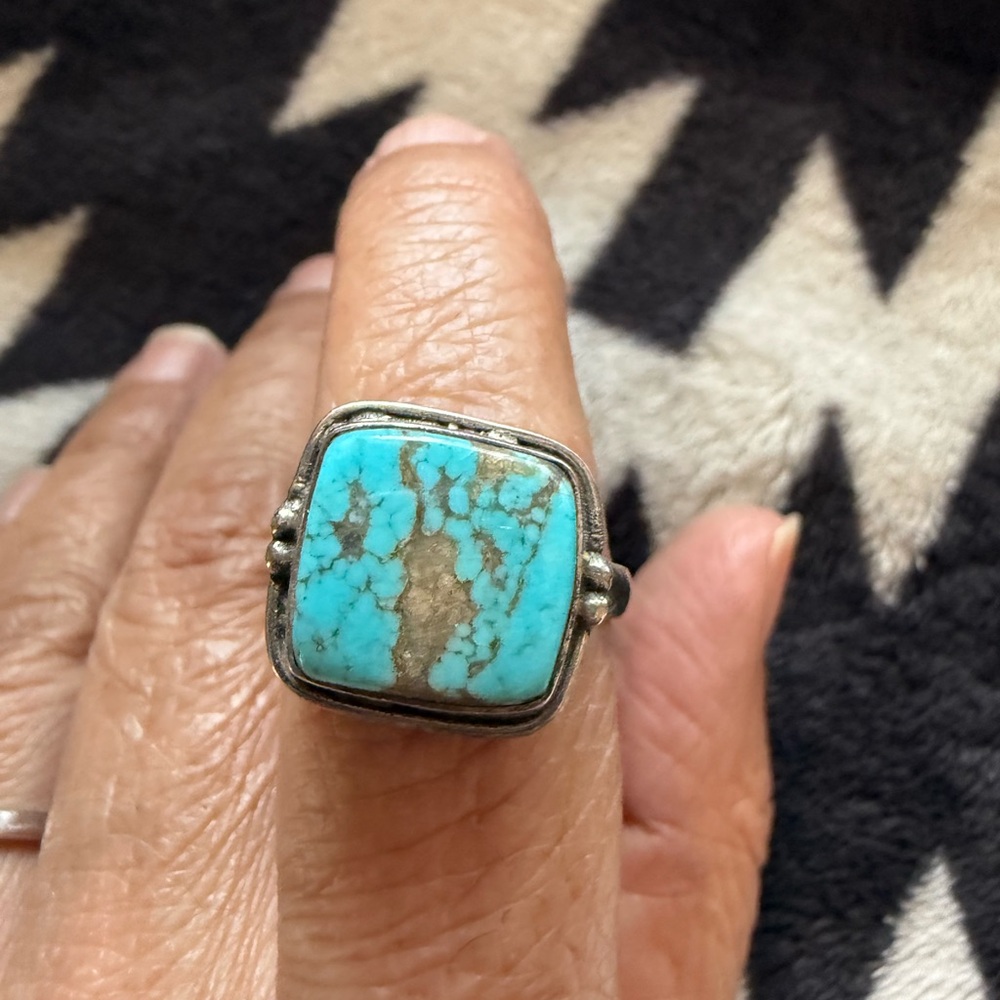 SOLD- Nevada Aztec Mine Turquoise and sterling ring